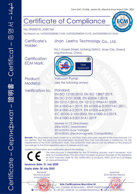 China Jinan Leetro Technology Co., Ltd. Certificações